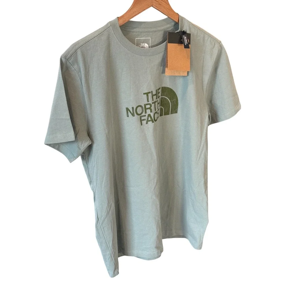 The North Face Womens Half Dome Logo T-Shirt Sage Green Cotton Tee Size M NEW - Picture 4 of 7